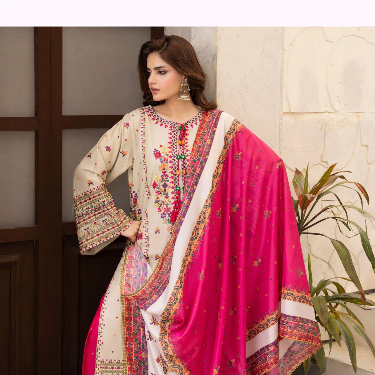 KC-1565 "Tabeer" Embroidered Festive Cambric Cotton Collection by Karma Collection