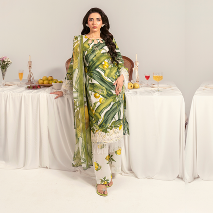UA-94 3 Pc Embroidered Printed Summer Lawn | Ready to Wear | Umnaa