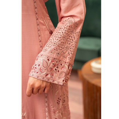 (TEA PINK) 3 Pc Ready to Wear Embroidered Printed Collection | Karma Collection | UMKC0806