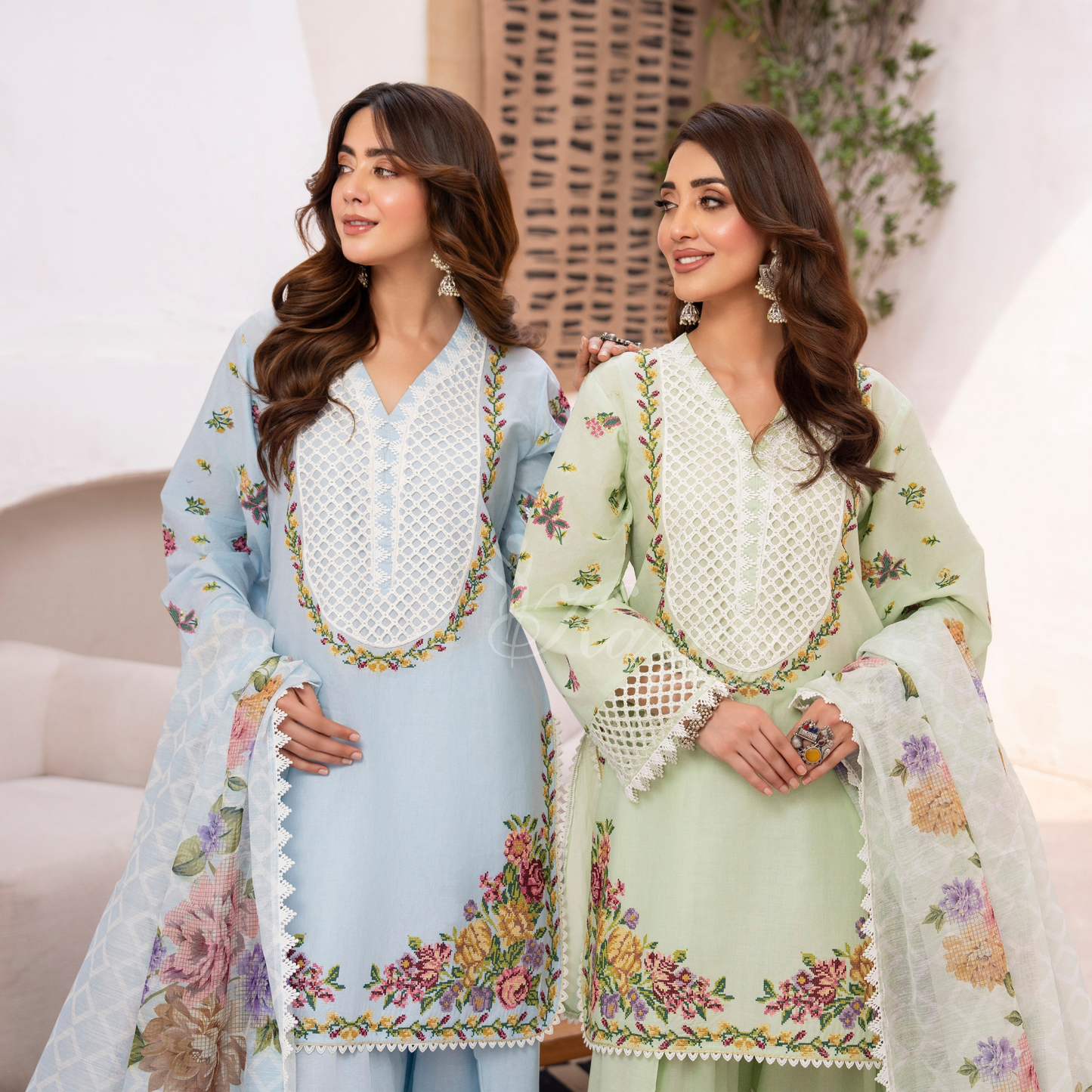 KC-1480 Embroidered Luxury Cambric Cotton farshi Shalwar Collection | Ready to Wear | Karma Collection