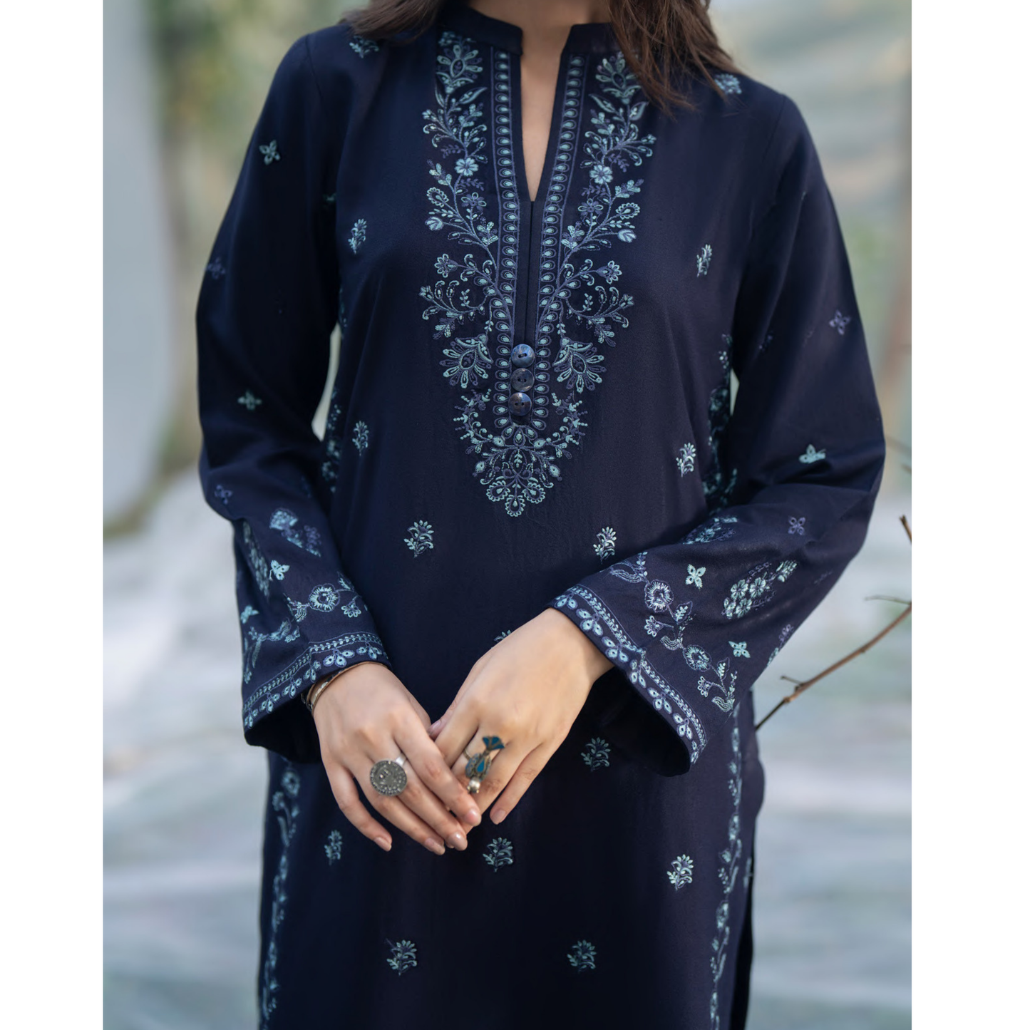 UCA-32 "Khunki" Embroidered Dhanak with Pashmina Wool Shawl Winter Collection by Casuallite