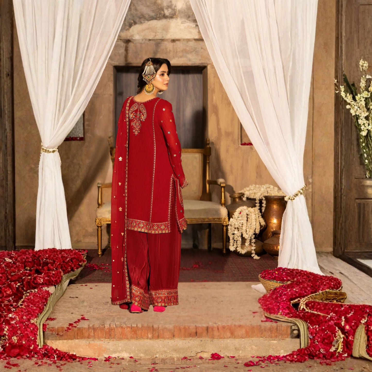 F-522 "Saj Dhaj" Embroidered Georgette Collection by Karma Collection
