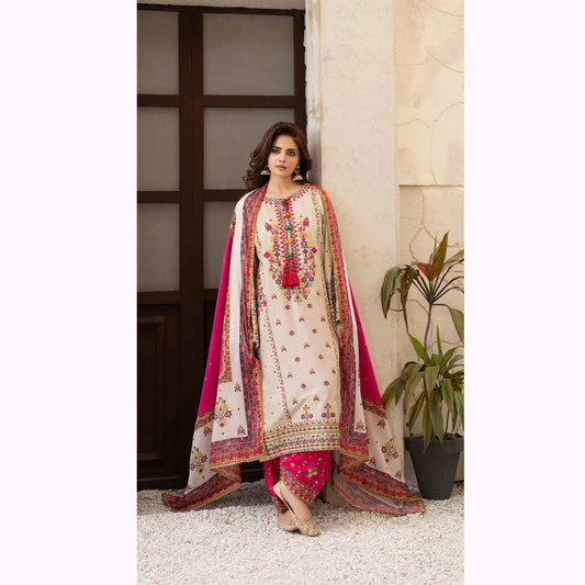 KC-1565 "Tabeer" Embroidered Festive Cambric Cotton Collection by Karma Collection