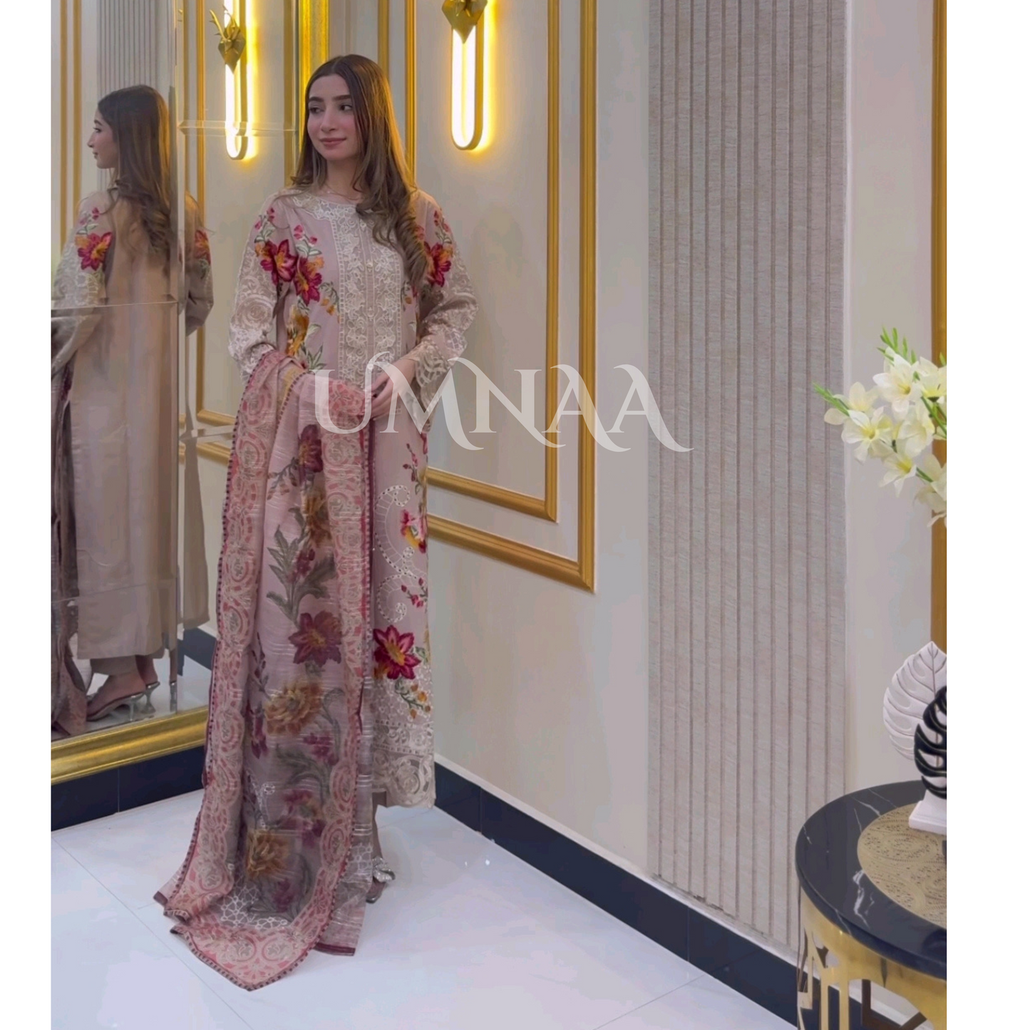 UA-38 Printed Embroidered Khaddar 3 Pc Dress | Ready to wear | UMNAA