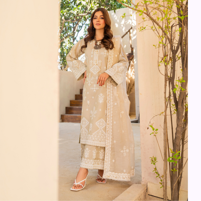 KC-1447 Embroidered Cambric Cotton  Ready to Wear 3 Pc - Karma Collection