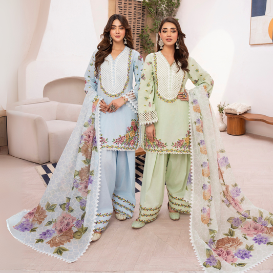 KC-1480 Embroidered Luxury Cambric Cotton farshi Shalwar Collection | Ready to Wear | Karma Collection