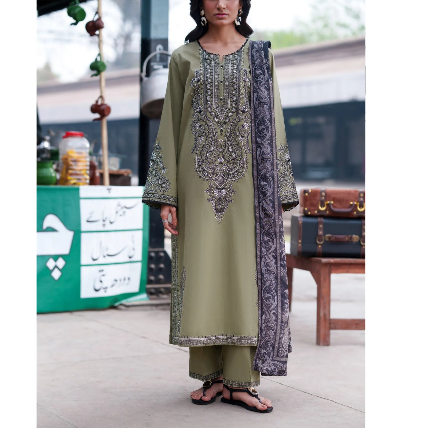 UCA-39 SafarNama Summer Embroidered Cotton Dress with Printed Silk Dupatta | Women’s Wear Pakistani Designer Outfit by Casuallite