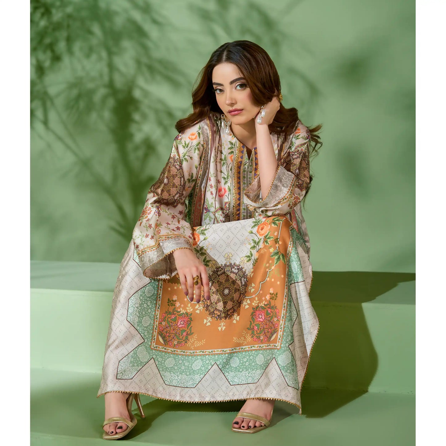 UAL-07 Printed Silk Kaftan Style Co-Ord Set Loose fit Casual Wear | Ethnic wear | ALLY'S