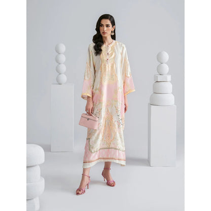 UAL-09 Printed Silk Kaftan with Trouser 2 Pc Set | Ally's