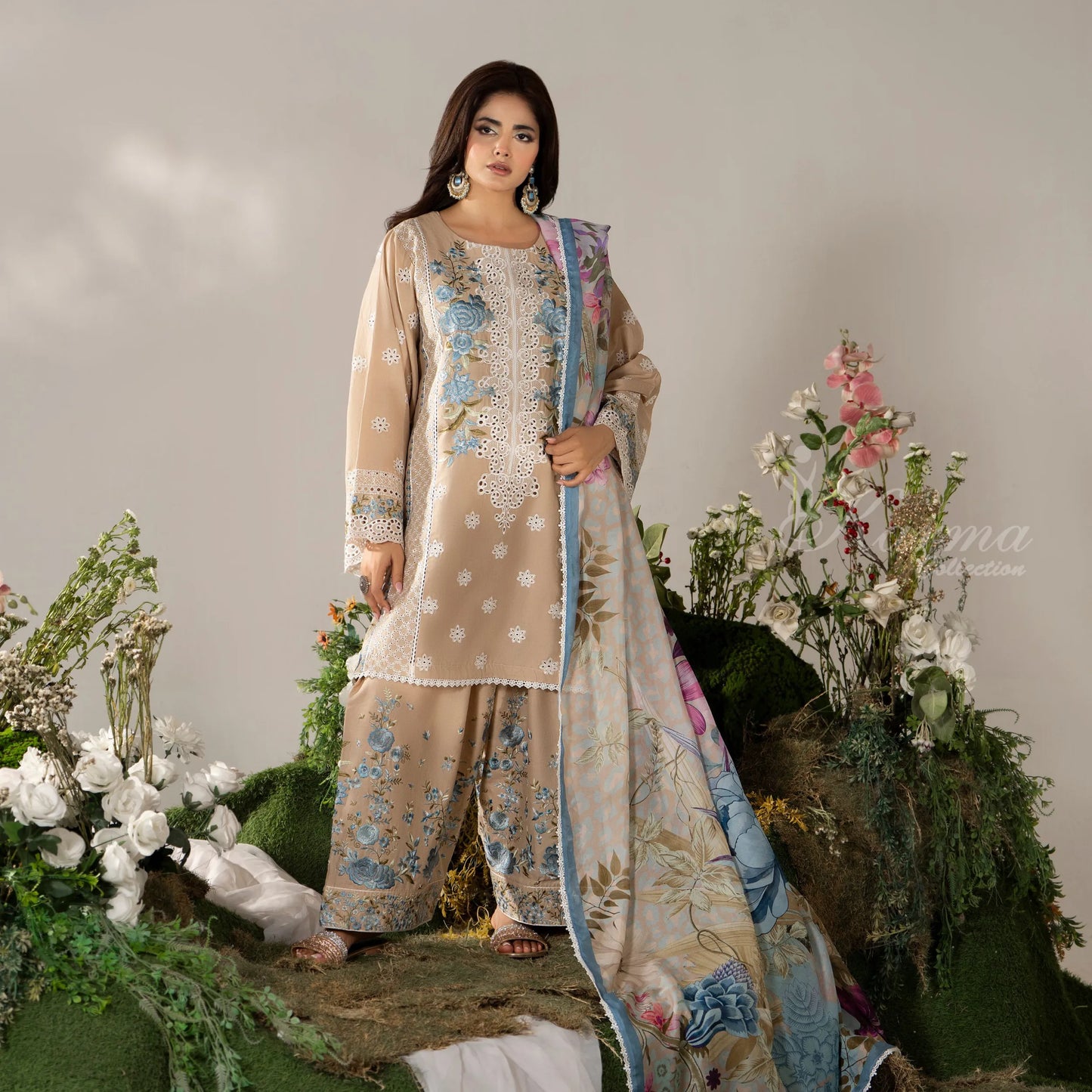 KC-1587 "AYRA" Embroidered Cambric Cotton Collection by Karma Collection