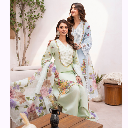 KC-1480 Embroidered Luxury Cambric Cotton farshi Shalwar Collection | Ready to Wear | Karma Collection