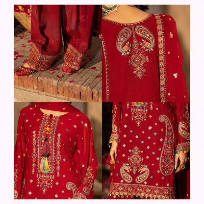 F-522 "Saj Dhaj" Embroidered Georgette Collection by Karma Collection