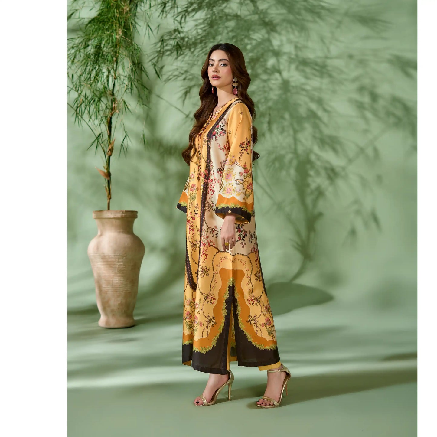 UAL-07 Printed Silk Kaftan Style Co-Ord Set Loose fit Casual Wear | Ethnic wear | ALLY'S