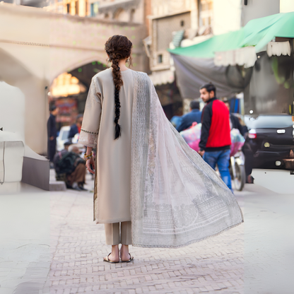 UCA-15 3 Pc Embroidered Cambric Cotton Ready to Wear Eid Collection by Casuallite