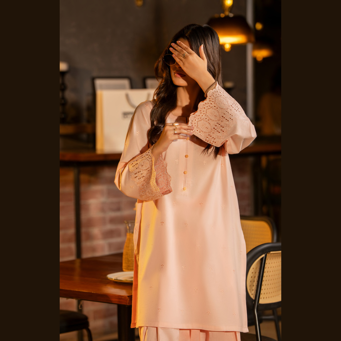 UCA-18 2 Pc Casual Cotton Farshi Shalwar Chikenkari Co-Ords Set | Ready to Wear | Casuallite