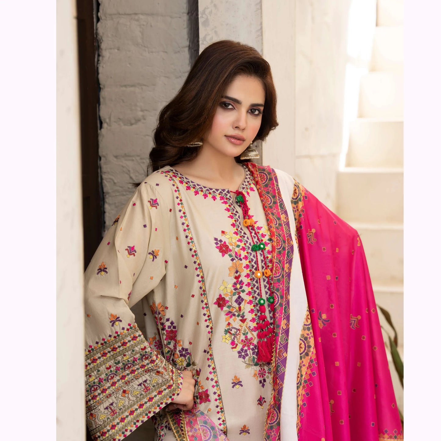 KC-1565 "Tabeer" Embroidered Festive Cambric Cotton Collection by Karma Collection