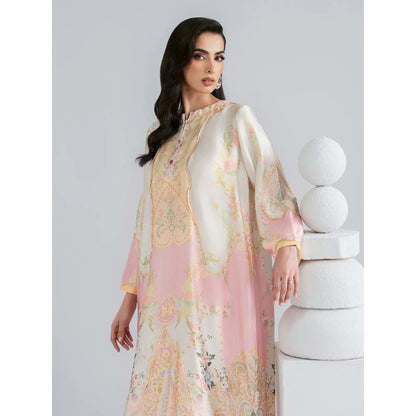 UAL-09 Printed Silk Kaftan with Trouser 2 Pc Set | Ally's
