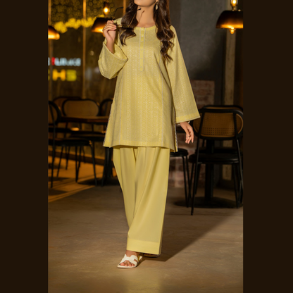 UCA-18 2 Pc Casual Cotton Farshi Shalwar Chikenkari Co-Ords Set | Ready to Wear | Casuallite