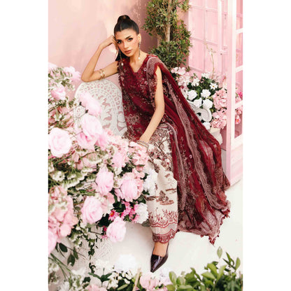 UMS-33 Maria B Inspired Printed Embroidered Grip Silk Readymade Womenswear Asian Dress by Simrans