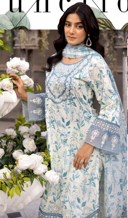 BEIGE 3 Pc Chikankari Lawn Collection | SIMRANS