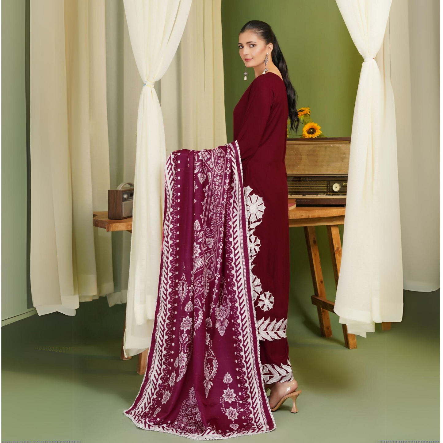 3 Pc Winter Linen Collection with Wool Shawl | Winter Collection | SIMRANS