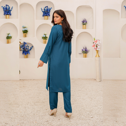 2 Piece Dhanak Pakistani Winter Co-Ords Set Ready to Wear Collection by Simrans | UMSIM6