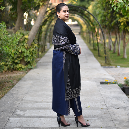UA-29 3 Pc Embroidered Dhanak Dress with Embroidered Dhanak Shawl Pakistani Dress | UMNAA