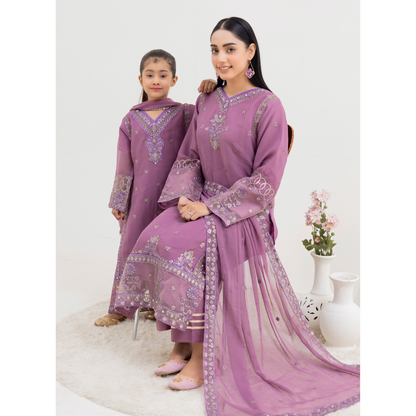 UMRZ-41 3 Pc Luxury mother daughter Embroidered Chiffon Collection-Rangz