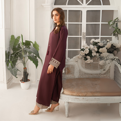 UA-50 Embroidered Viscose Linen  2 Pc Pakistani Co Ord Set Dress | Ready to wear | UMNAA