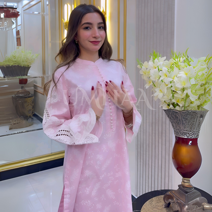 UA-56 (Light Pink) 2 Pc Embroidered Cambric Cotton Pakistani Dress | Ready to Wear | UMNAA
