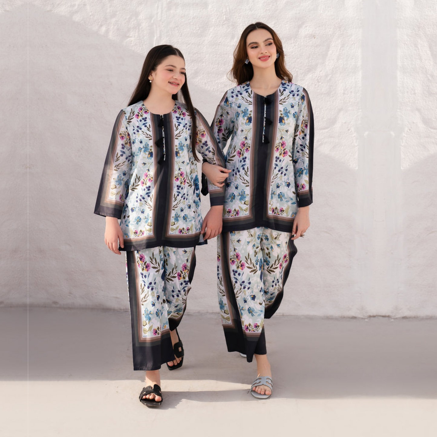 2 Pc Mother & Daughter Pakistani Printed Co-ord Set Collection by Garnet