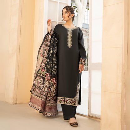 UA-60 Embroidered Viscose Linen 3 Pc Pakistani Dress | UMNAA