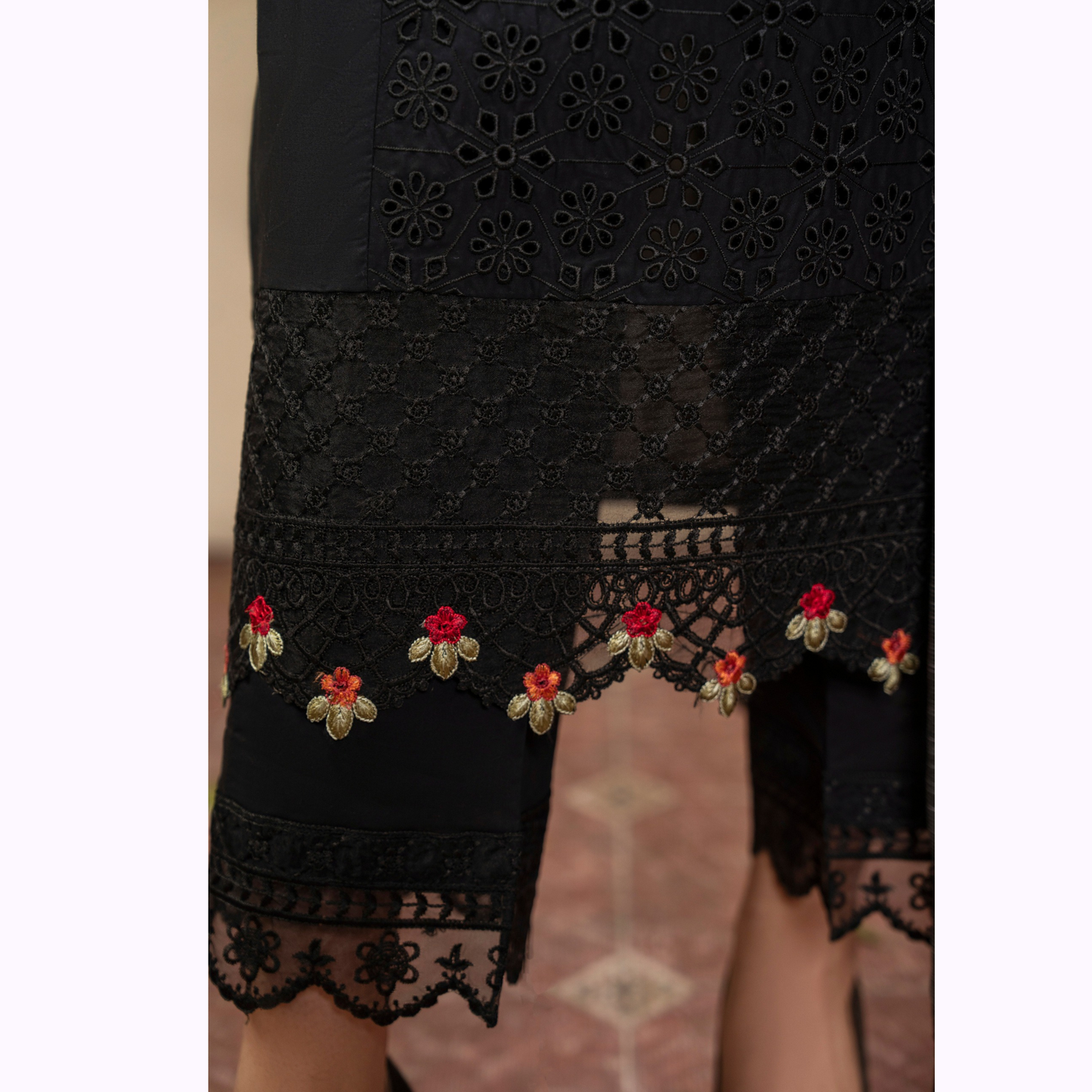 UKC-26 Embroidered Chikenkari Cambric Cotton Ready to Wear 3 Pc - Karma Collection