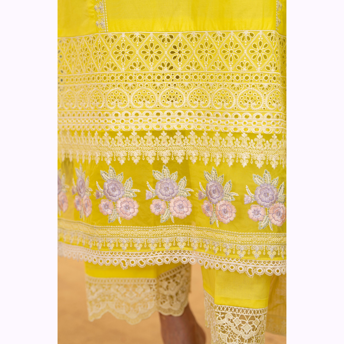 UKC-34 Embroidered Cambric Cotton Dress Ready to Wear 3 Pc - Karma Collection