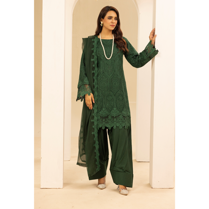 UMS-18 Embroidered Linen Chikenkari 3 Pc Pakistani Dress | Ready to wear | Simrans
