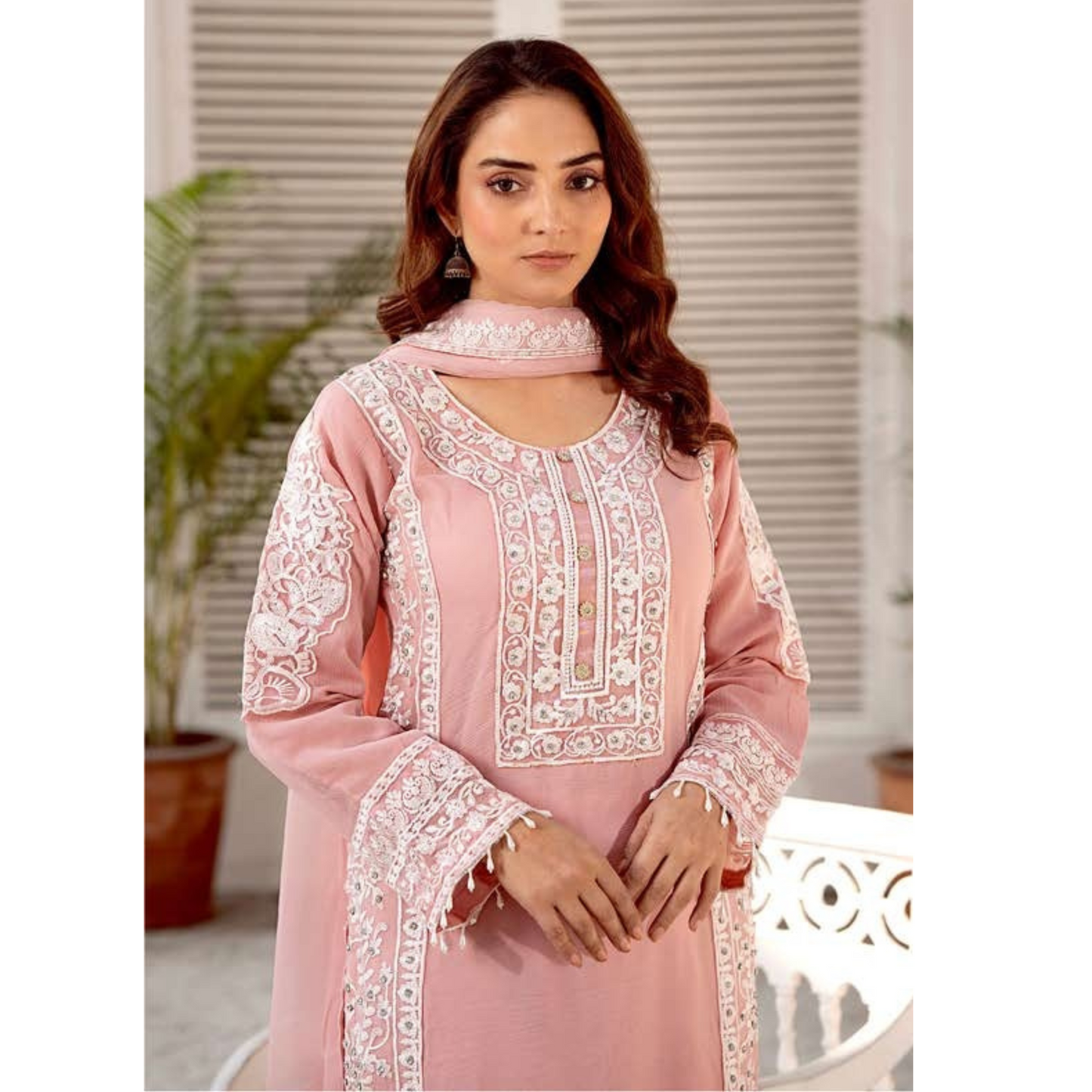 UMRZ-43 Luxury Handwork Embroidered Chiffon Dress 3 Pc |Ready to Wear| Rangz