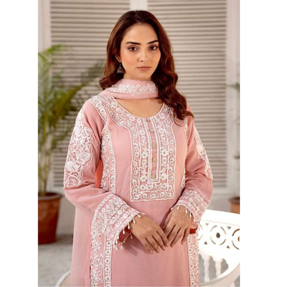UMRZ-43 Luxury Handwork Embroidered Chiffon Dress 3 Pc |Ready to Wear| Rangz