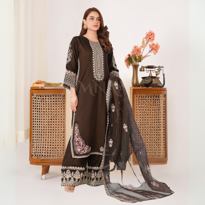 UA-63 Embroidered Viscose Linen 3 Pc Pakistani Dress | Ready to wear | UMNAA