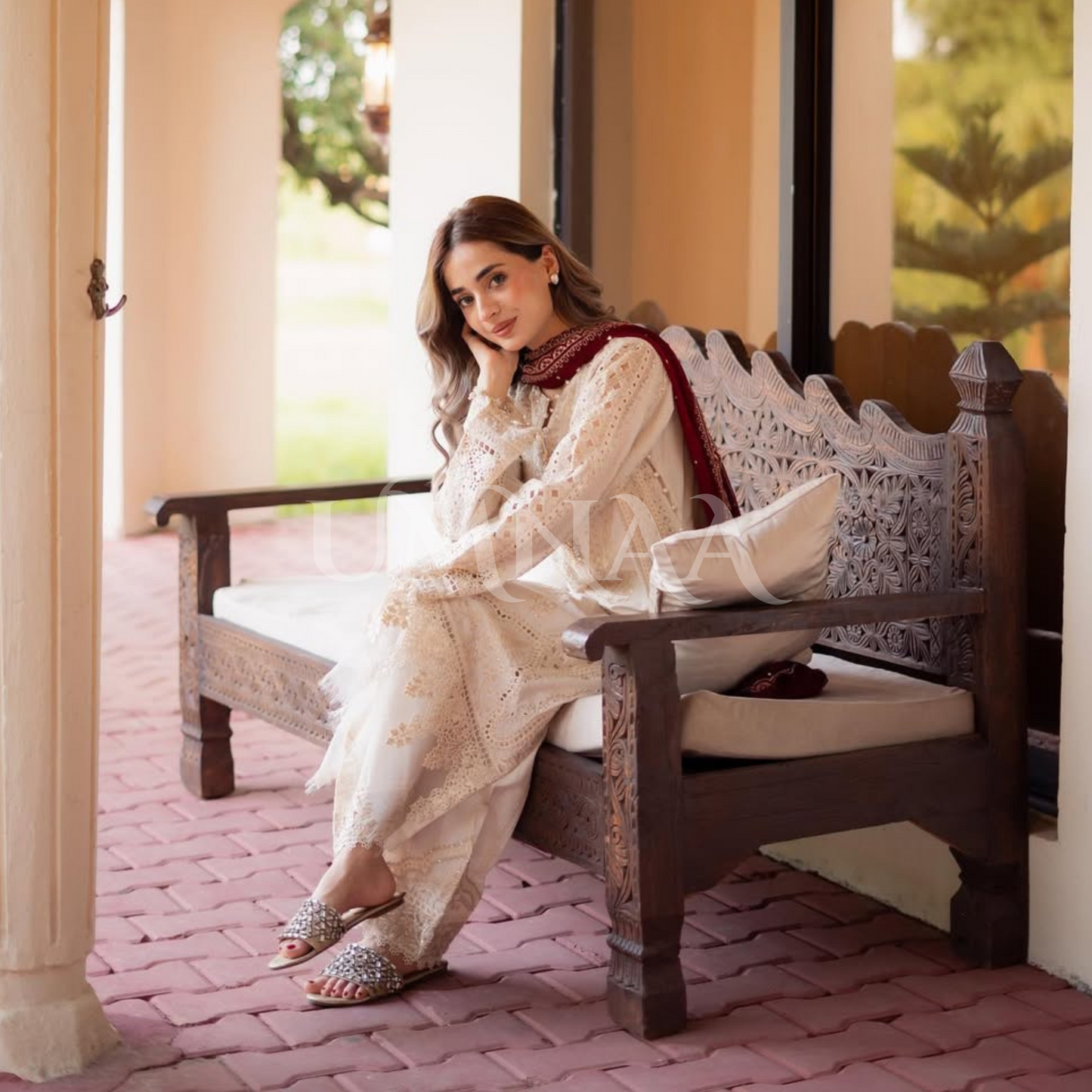 UAL-04 Luxury MARIA.B inspired Embroidered Cambric Cotton Ready to Wear 3 Pc Dress | ALLY'S