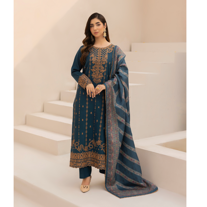 UMS-36 Anya by Simrans Embroidered Dhanak Dress with Winter Shawl | Ready to Wear | Asian Clothes