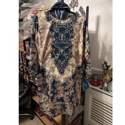 UA-121 Embroidered Printed 3 Pc Winter Collection by Umnaa