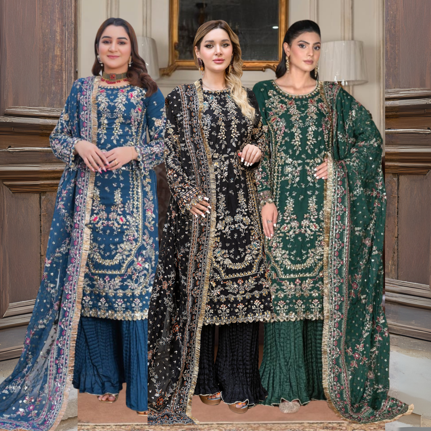 UA-115 Luxury Embroidered Festive Chiffon Collection | Ready to Wear | Umnaa