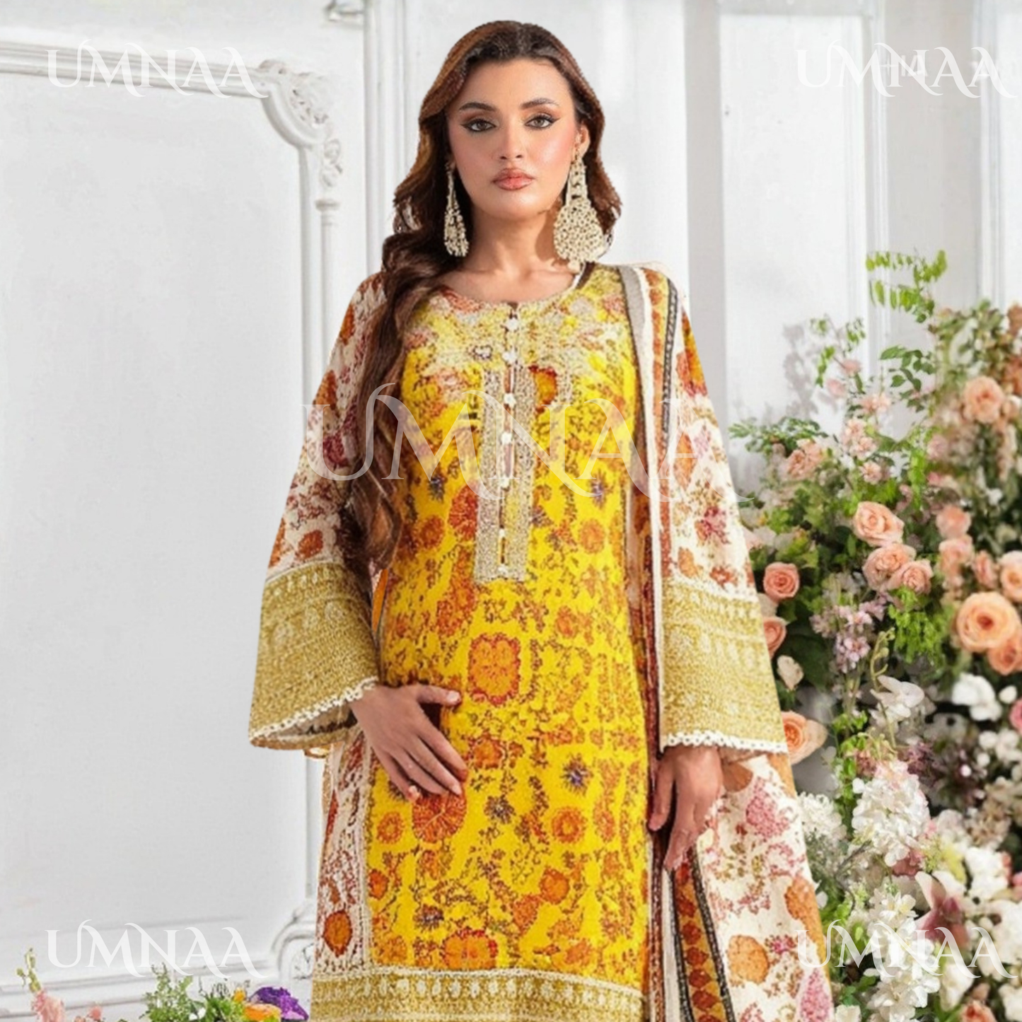 UA-131 Embroidered Viscose Linen 3 Pc | Ready to Wear | Asian Clothes
