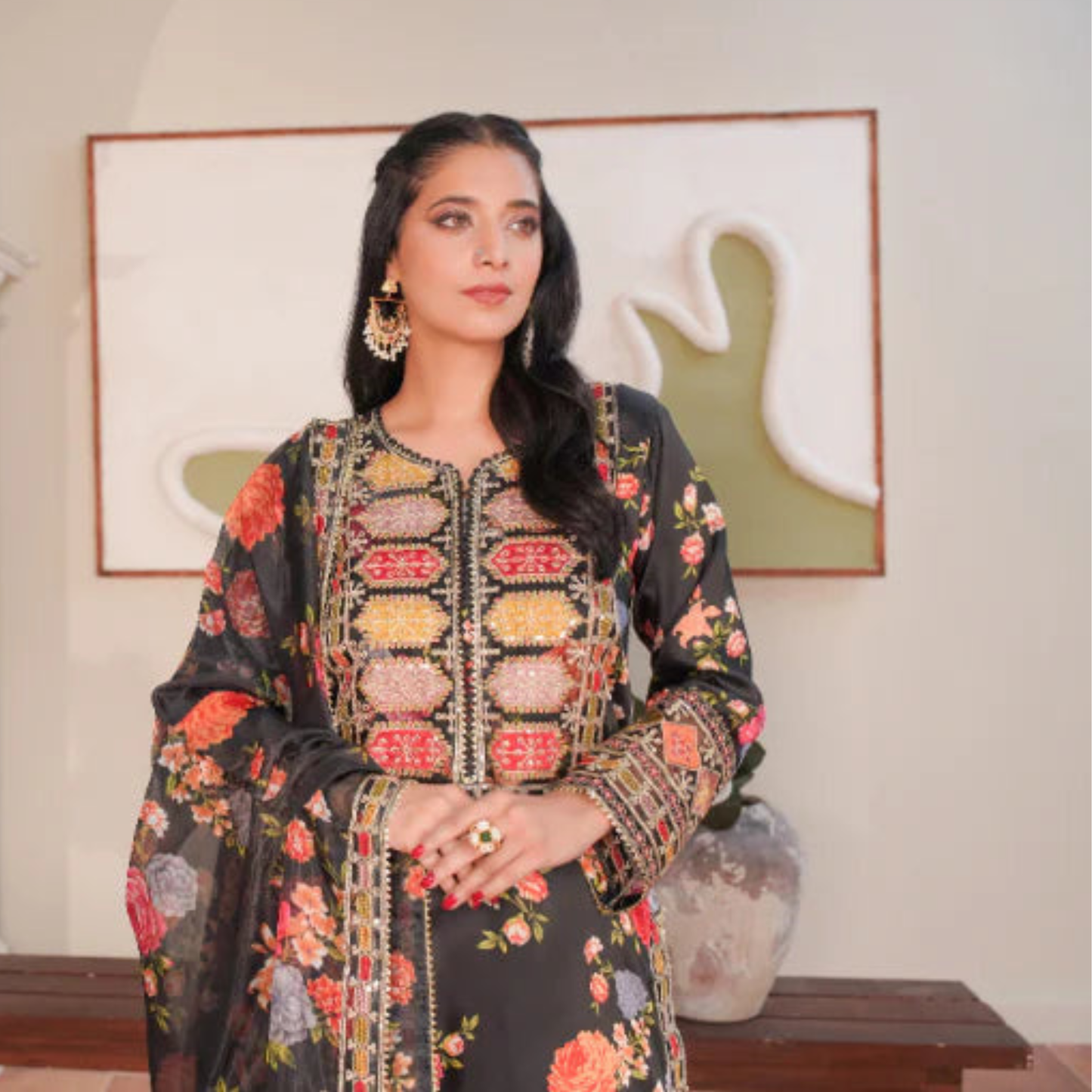 UA-135 Embroidered khaddar 3 Pc dress | Ready to Wear Asian Clothes  | Umnaa