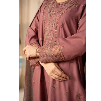 UA-140 Embroidered Dhanak Dress with Pashmina Shawl | Ready to Wear | Asian Clothes