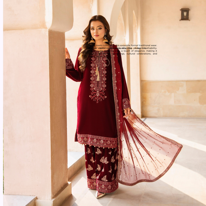 F-489 "Sehar" Embroidered Velvet Collection | Karma Collection