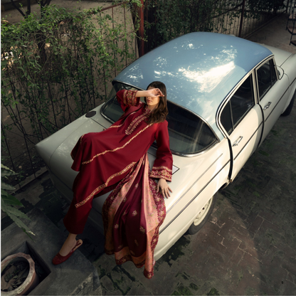 UCA-33 "Shadows" Embroidered Khaddar with Wool Shawl Winter Collection by Casuallite