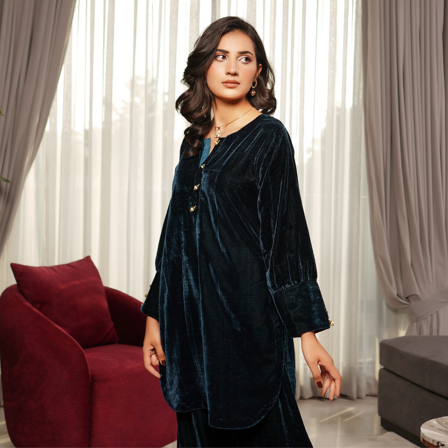 UMS-47 Coco by Simrans Velvet Co-Ords set | Ready to Wear | Asian Clothes