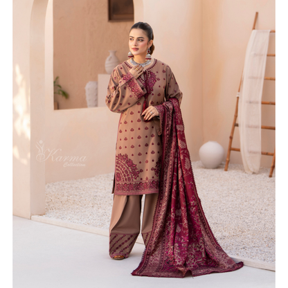 "Mishaal" Khat Edition Luxury Embroidered Farshi Shalwar 3 Piece by Karma Collection