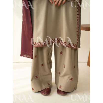 UA-151 Embroidered Winter Wear with Farshi Shalwar and Shawl Collection by Umnaa | Asian clothes